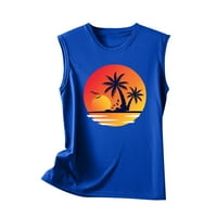Palm Drvees zalazak sunca - Ljetni odmor Tropical Beach Art Cijena Torbica Slatki bez rukava Okrugli