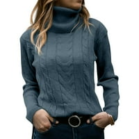 Mafusus Womens Turtleneck džemperi dugih rukava u pulover kabela za pletene ležerne džemper s mekim