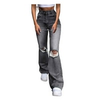 YingOus Women gumb High Squik džep elastične rupe Jeans Hlače Loose traper hlače xl