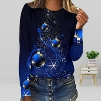 Ženske modne vrhove Casual Božićne košulje s bluzama s dugim rukavima, majice od labavih rukava s dugim
