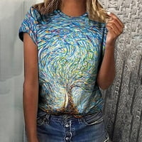 Ženska Crewneck Grafičke majice kratki rukav Cvjetni tiskani Trendi Ležerne prilike ljetni vrhovi labavi