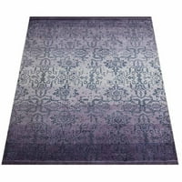 Rugsotički tepisi Ručna tkanina tiskana, cvjetna svila i viskozne tepih, bijela, ljubičasta, 5'x8 '