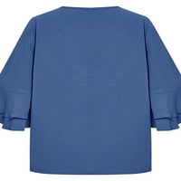 Abtel Ladies majica Solid Color Tee Labava majica Žene Ležerne prilike Dnevni odjeća Plavi XL