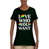 Wild Bobby, LGBTQ Rainbow Zastava Ljubav Koga želiš, LGBT ponos, Žene Grafički tee, Šumska zelena, XX