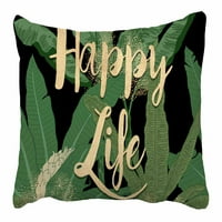 Moderni tropski dlan lišće Sretan život citat za život Kašika za krevet na jastuci sa zatvaračem