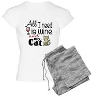 Cafepress - vino & amp; Mačka ženska svetlost pidžama - ženska svetlost pidžama