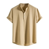 Muška line Henley majice Plaža Kratki rukav Pamučni vrhovi Lagani tines Striped Ljeto Majica Brown XL