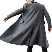 Muški kaput kaput rever na vratu jakna s dugim rukavima muškarci zimski topli kaputi za kapute Grey