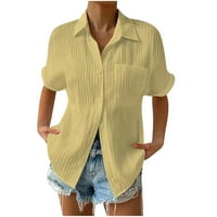 Šifonske bluze za žene Dressy Casual Solid COLL COLL PLEATED LEAL CRATHLEVE GUMBE DOWN THIRTS s džepovima