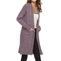 Prevelizirani džemperi za žene Solid Boja V-izrez dugih rukava s dugim rukavima Srednja dužina posteljina