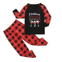 Lenago Božićne pidžame za obiteljski dječji otisnut top + hlače Xmas Porodični podudaranje malih božićnih