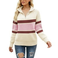 Ženski džemperi Visoki kolač pleteni džemper pulover velikih jarda džemper modni prugasti blokiranje