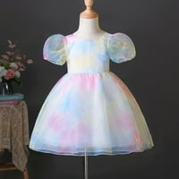 Rovga Toddler Girl Haljine Bubble rukave Luk mrežice šarene princeze haljine odjeća do 3Y dječje odjeće