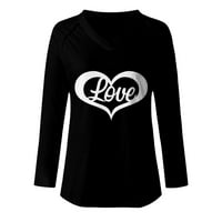 Košulje za žene Dressy Ležerne modne žene Casual V izrez Valentinovo tiskani majica s dugim rukavima