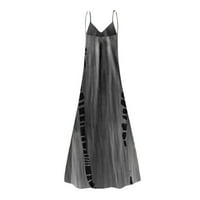 Cuoff haljine modni casual ženski V-izrez tisak labavi slatki tamno sivi 3xl