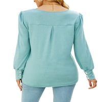 Nizine Žene Plavni gumbi Tee Dame Elegantni pulover Trgovina Dnevno odjeća s dugim rukavima Labava majica
