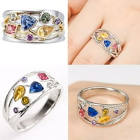 Verpetridure Dame Diamond Creative Multicolor Diamond Ring Jewelry Dame Fashion Diamond Šareni višebojni