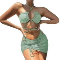 Žene Casual Solid Hollow Remep Bikini kupaći kostimi Kupanje 3 mrežaste kupaći kostim