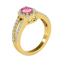 Aonejewelry 1. ct. TTW dijamantski i ovalni u obliku ružičaste topaz prsten u 10K žutom zlatu