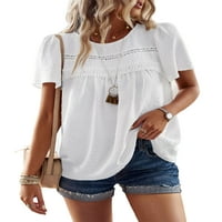 Avamo Žene Ljeto vrhovi posada Crta majica Majica kratkih rukava Dame Plaine Tee Beach Tunic Bluza Bijeli