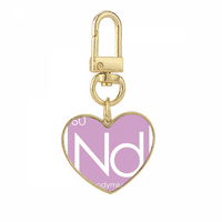 Kesteri elementi Period Tabela Lanthanide Neodyum ND Gold Heart Cleanchain Metalni držač za ključeve