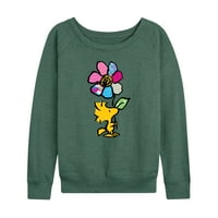 Kikiriki - Woodstock sa cvijećem i uzorka - ženski lagani francuski pulover Terryja