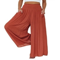 Ženske boho široke noge duge hlače elastične vrećice visoke struke Ljetne hlače za odmor