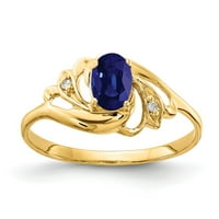Čvrsta 14k žuto zlato 6x ovalna safir plava rujan drago kameno dijamantna rujan Veličina prstena
