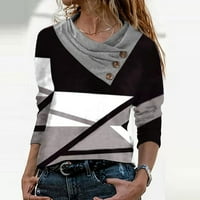 Košulje za žene s dugim rukavima Cross ovratnik V CATER GEOMETRY DREV pulover Ležerne prilike Comfy
