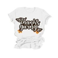 SunhillsGrace majice za žene Dan Dan zahvalnosti Cvjetni tiskani kratki rukav kratki rukav izrez TOP