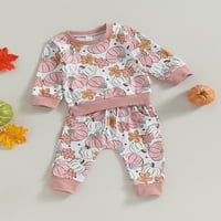 Bagilaanoe Toddler Baby Girl Boy Halloween Outfit Cvjetnik bundeve Print Dugi rukav Duks dukseri + Duksevi