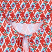 Ženska casual labav okrugli vrat boemski cvjetni haljina kratki rukav maxi ljetna plaža ljuljačka haljina