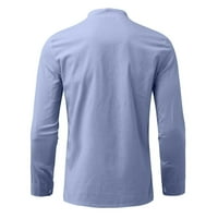 SHLDYBC Muška pamučna majica s dugim rukavima Hippie Casual Beach T majica-svijetlo plava - Slaba ušteda