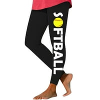 Ženske nogavice Žene bejzbol ispisa gamaše yoga teretana vježbanje trkačkih tajica žuta veličina m