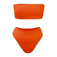 Ženski bezizrazni seksi bikini setovi visokog struka Bikini bandeau dva kupaća kostim solijski kupaći kostim narandžasti xl