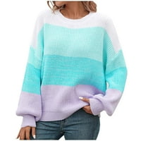 Jeseni džemperi za žene, ženski rukav na dugim rukavima izrez na vratu Čvrsta boja pletene džemper na