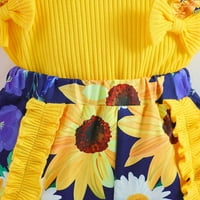 Djevojčice za djecu s odjećom cvjetno tiskane leptir rukave proljeće ljeto Top hlače postavlja dječju