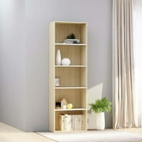 Carevas 5-rain kabinet za knjige White i Sonoma Hrast 23.6 X11.8 X74.4 Dizajnirano drvo