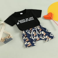 Dojenčad za ljetnu odjeću Outfits Pismo Ispis kratkih rukava T-majice Gitarske čizme Print Hotsores