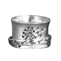 Rong Yun modni prstenovi Vintage Creative Graving Rotiranje Garland Ring Cvjetni prstenovi Muški ženski prstenovi srebrni a