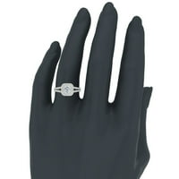 Okrugli sjajni dijamantski jastuk Halo prstenovi za žene Split Shank14k Gold 1. Carat