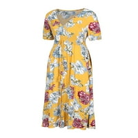Ženski kratki rukav Maxi haljina casual ljetna cvjetna tiskana duga haljina za odmor Boemska haljina
