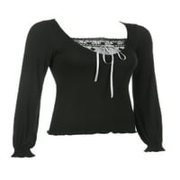 Eyicmarn žene Bodycon pulover crne dugih rukava scoop izrez
