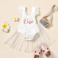 Dječja djevojka odjeća za bebe čipka neto pređa Prečica ružičasta bijela marelica Baby odijelo za rođendan