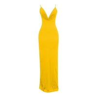 B91XZ Womens Ljetne haljine za ostrvsku žensku haljinu, baš od pune boje Elastična haljina Summer bez