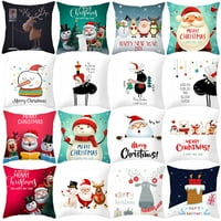 Sretan božićni ukrasni baršuna i pamučno platno bacaju navlake za jastuk sa vezenim slovom, santa, elk,