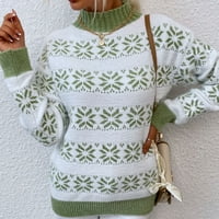 Outfmvch džemperi za ženske dukseve za žene ženske božićne polovine snježne pahuljice džemper pletene