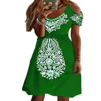 Sanviglor Women Midi haljine Boho sandress off the rame t majica haljina casual odmor zeleni xl