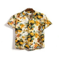 Muška line Henley T košulje casual party kratki rukav V izrez cvjetni print Basic Ljeto na plaži Košulje