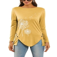 Nepravilna košulja za žene za žene s dugim rukavima, bluza s dugim rukavima Yellow XXL